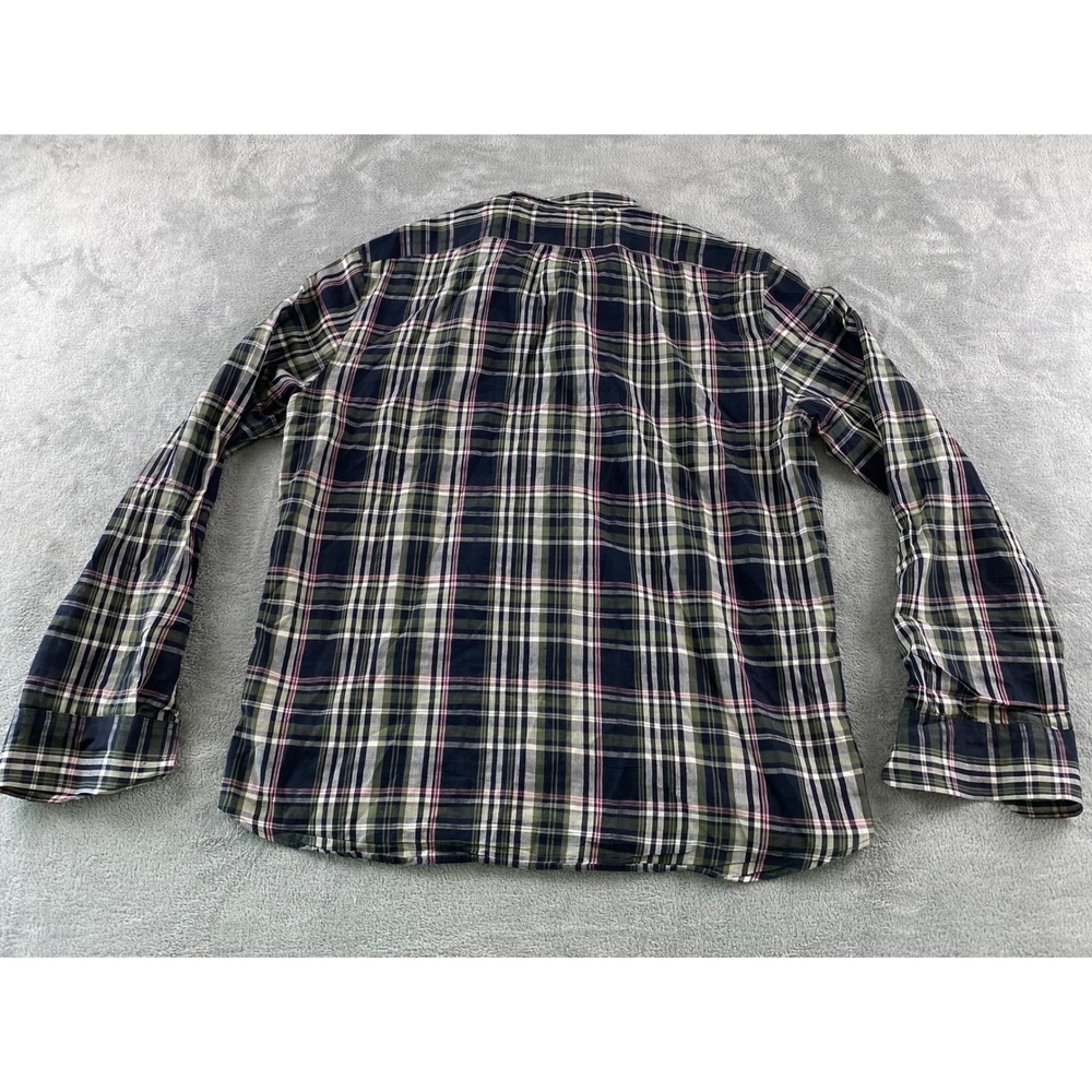 J.Crew Mens XL Slim Fit Indian Madras Plaid Button Down Shirt Navy Green Pink - Picture 9 of 12